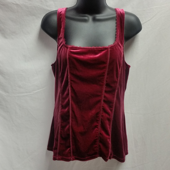 White House Black Market Tops - White House Black Market Velvet MAROON Tank Top